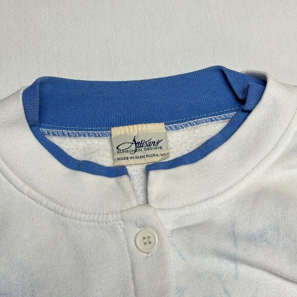 Vintage Artisans All Over Bird Print Cardigan Sweater XL/2XL Nature USA Winter - Picture 3 of 11